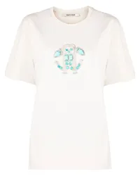 Roberto Cavalli T-Shirt mit verziertem Logo Nude