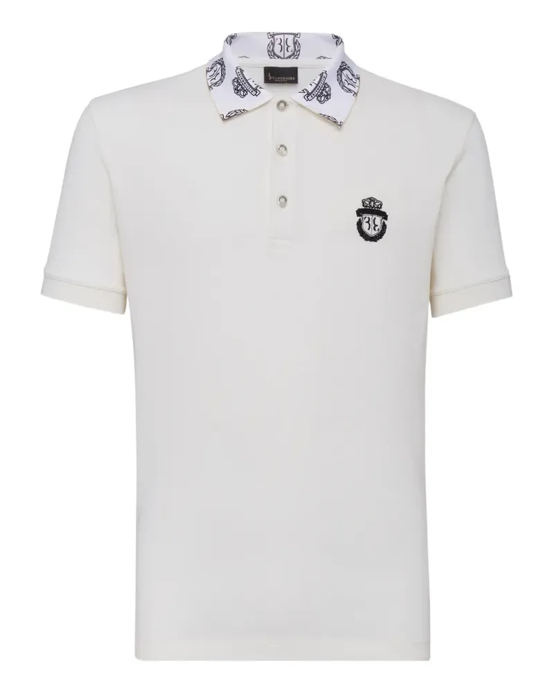 Billionaire Poloshirt mit Wappenstickerei - Weiß Weiß