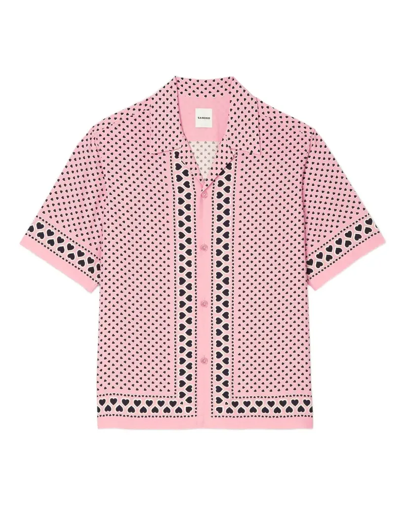 Sandro T-Shirt mit Herz-Print - Rosa Rosa