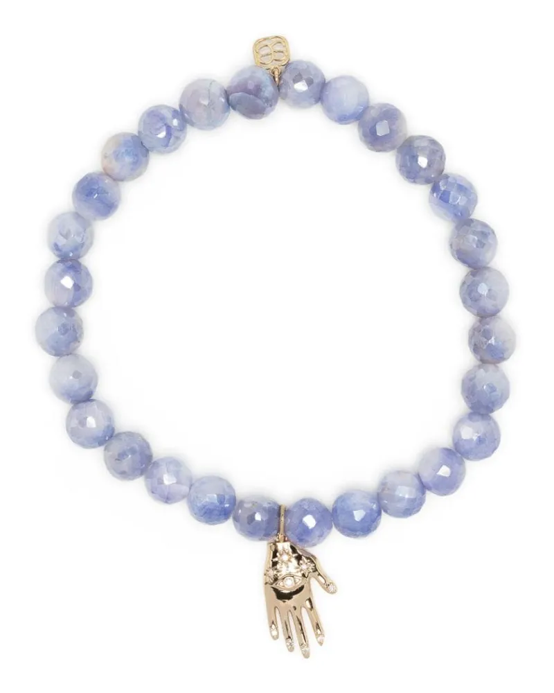 Sydney Evan 14kt Love Script Gelbgoldarmband mit Diamanten - Violett Violett