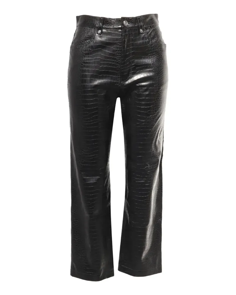 HUGO BOSS croc-emed straight-leg trousers - Schwarz Schwarz