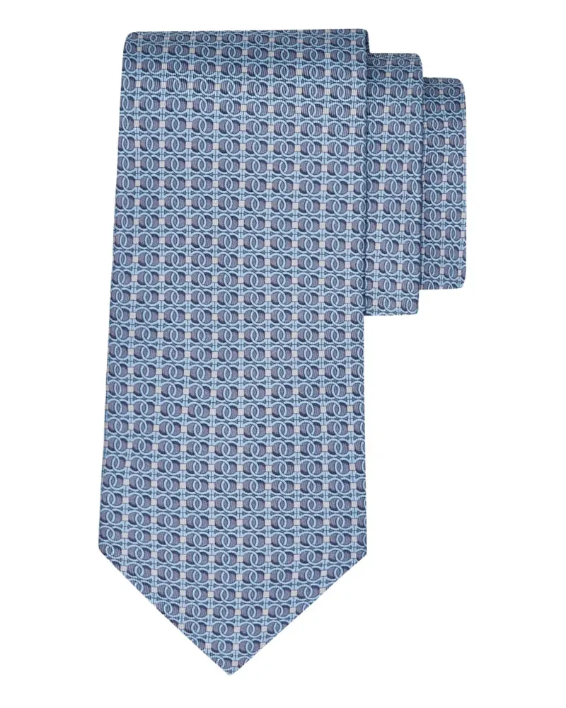 Ferragamo Seidenkrawatte mit Ketten-Print - Blau Blau