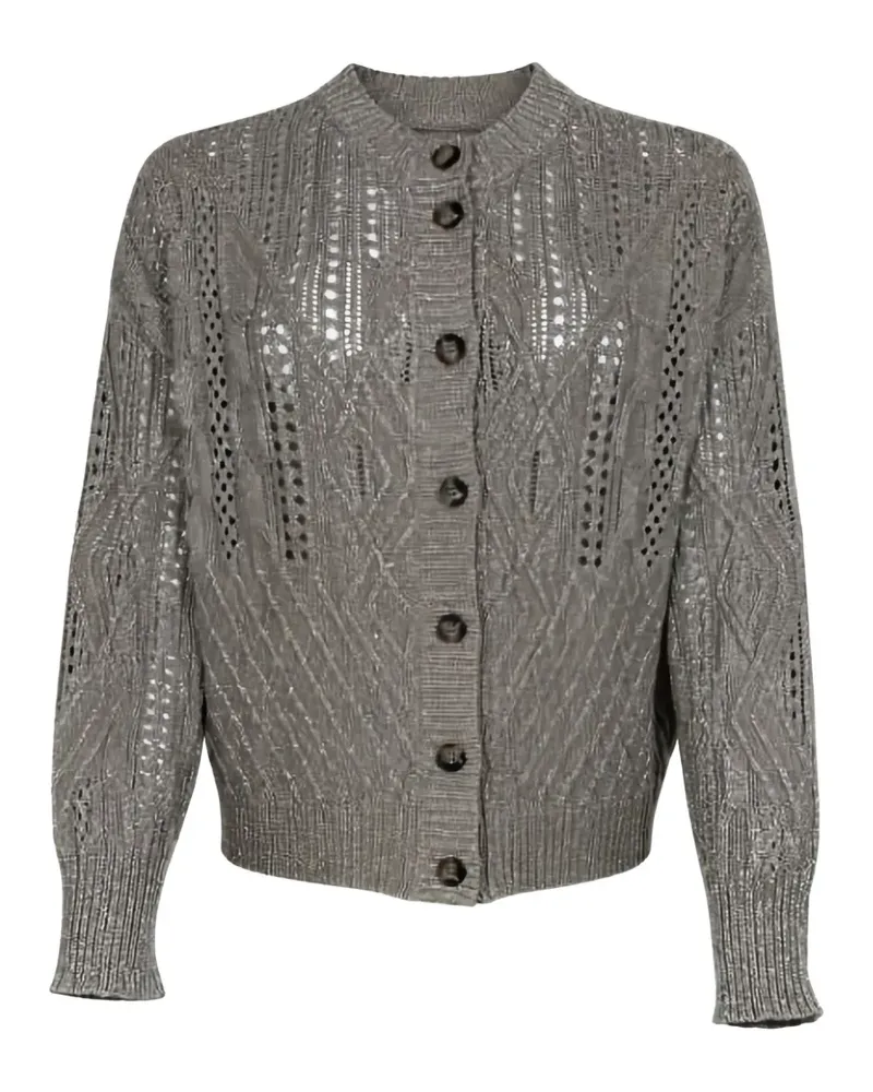D.EXTERIOR cable-knit pointelle cardigan - Braun Braun