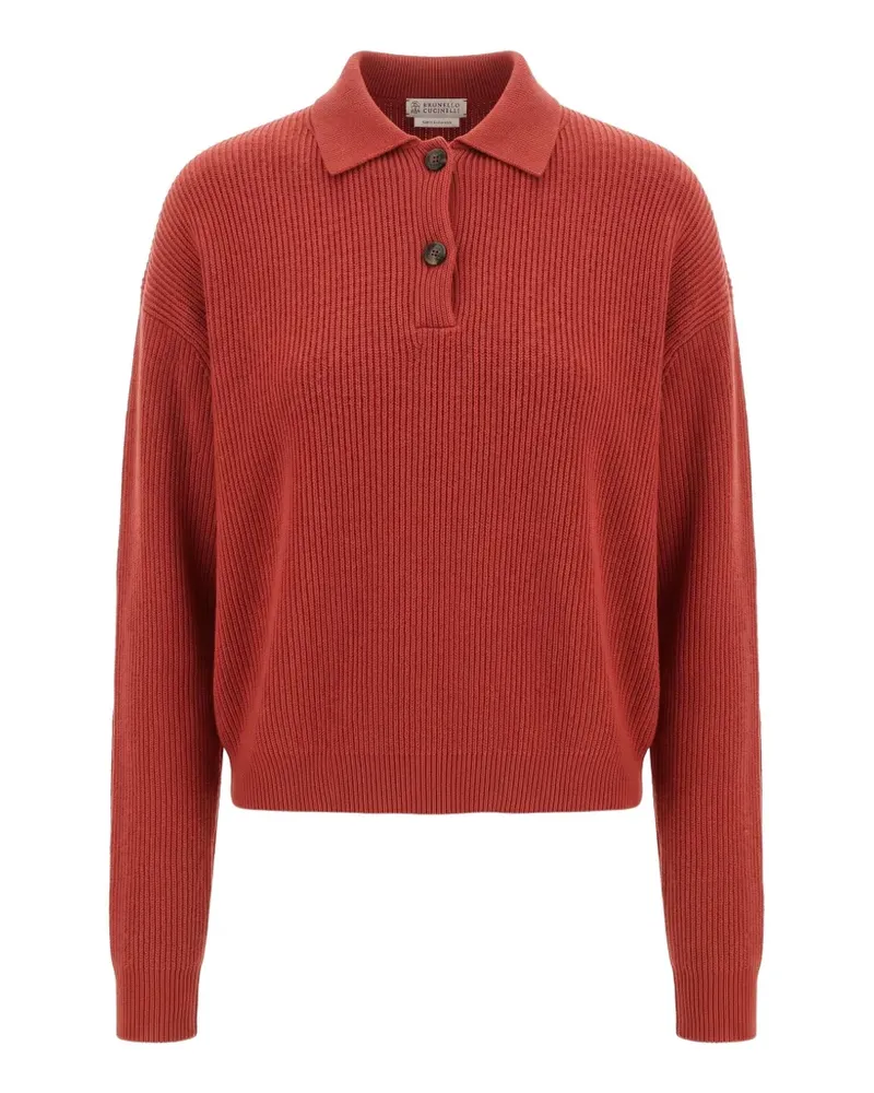 Brunello Cucinelli Poloshirt aus geripptem Strick - Rot Rot