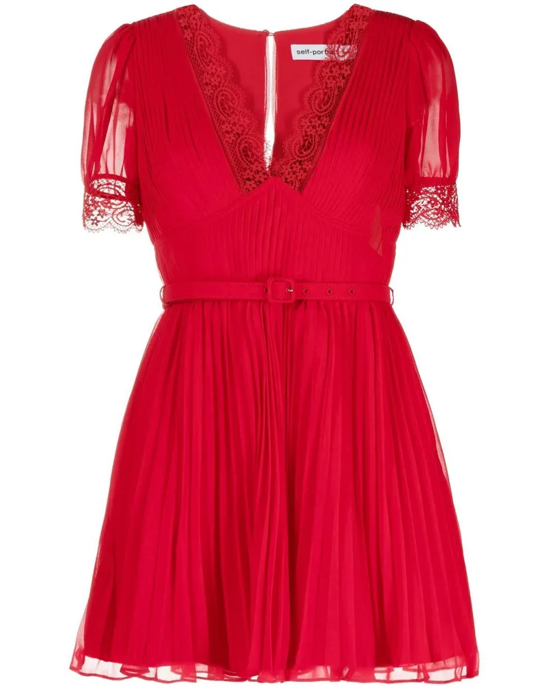 Self-Portrait Minikleid mit Spitze - Rot Rot