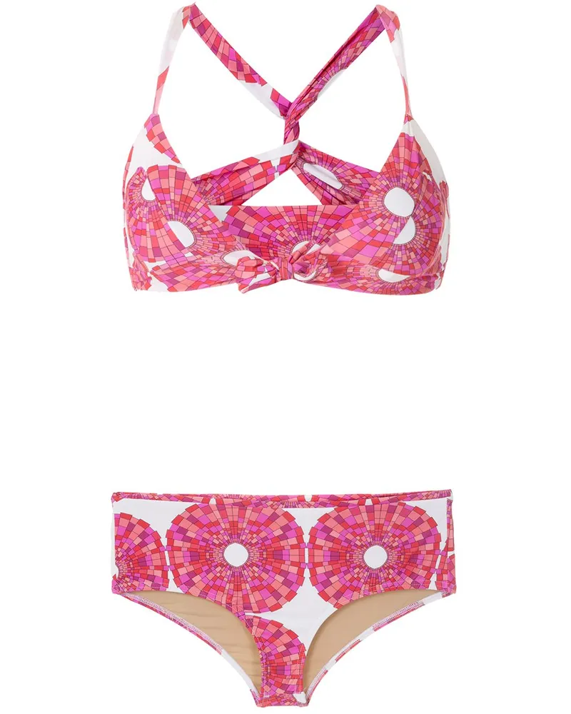 Amir Slama Bikini mit Print - Weiß Weiß