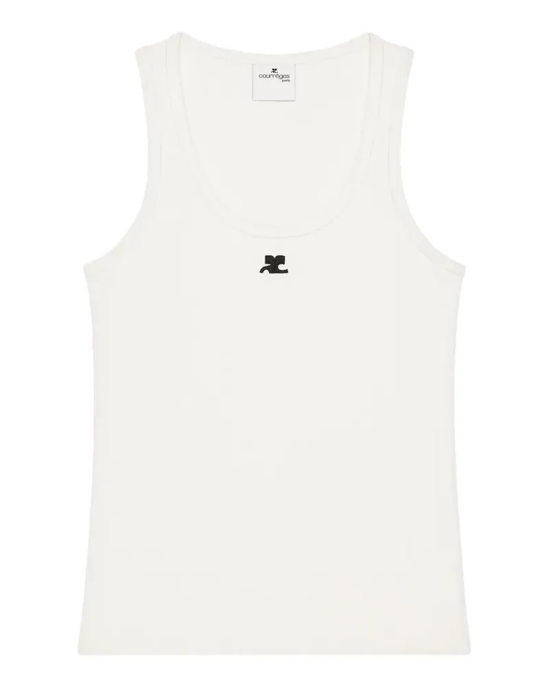 Courrèges 90 embroidered AC logo top - Weiß Weiß