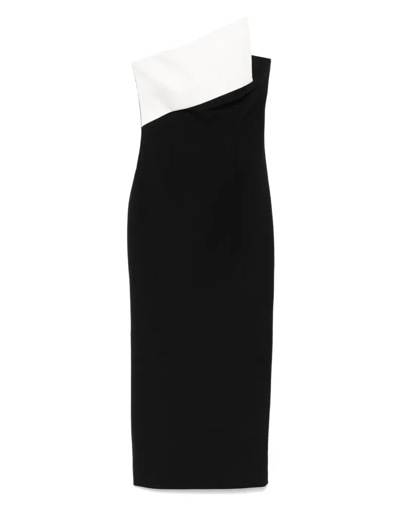 Roland Mouret Midikleid mit Kontrasteinsatz - Schwarz Schwarz