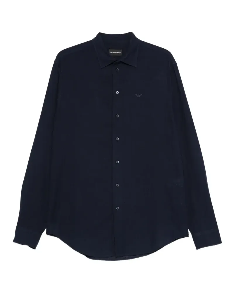 Emporio Armani Hemd mit Logo-Knopfverschluss - Blau Blau