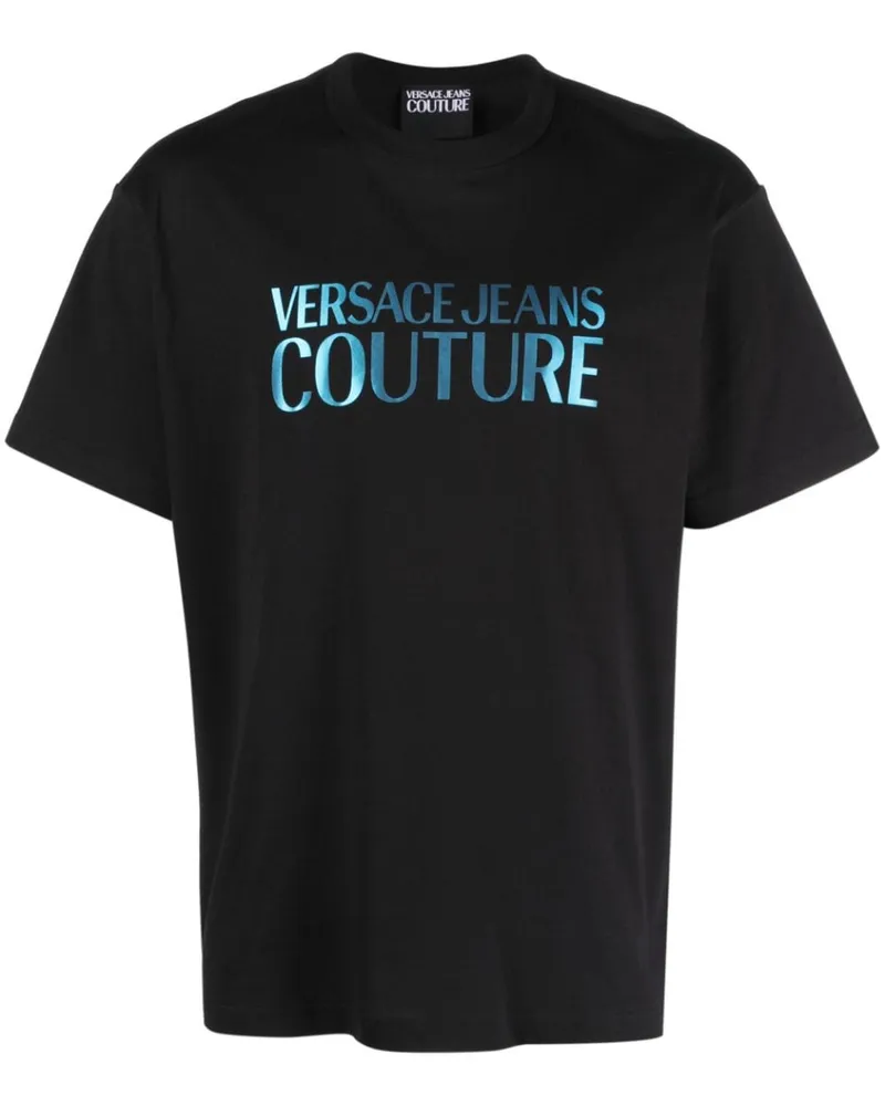 Versace Jeans T-Shirt mit Logo-Print Schwarz