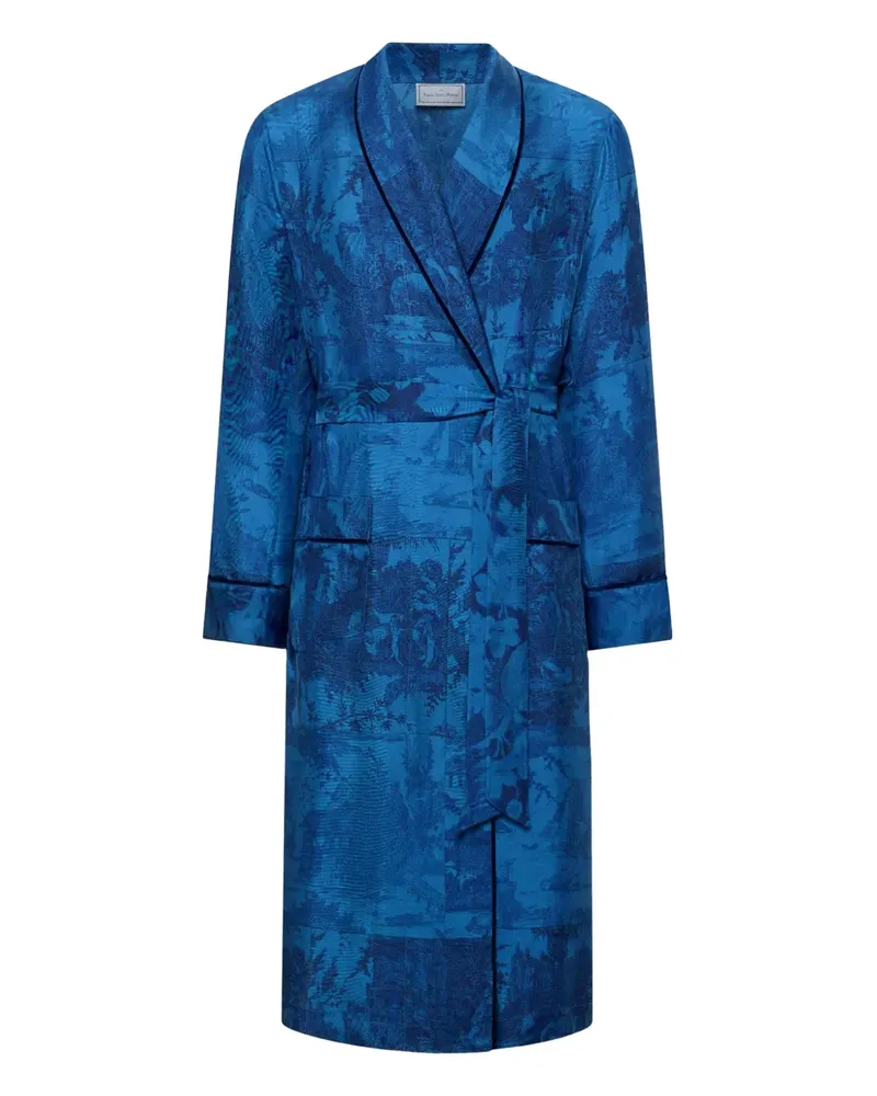 Pierre-Louis Mascia all-over print shawl-collar coat - Blau Blau