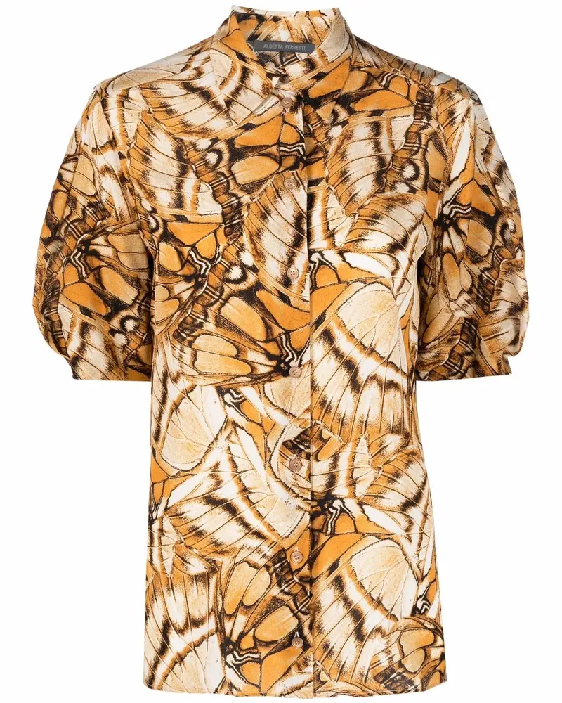 Alberta Ferretti Hemd mit Schmetterling-Print - Nude Nude