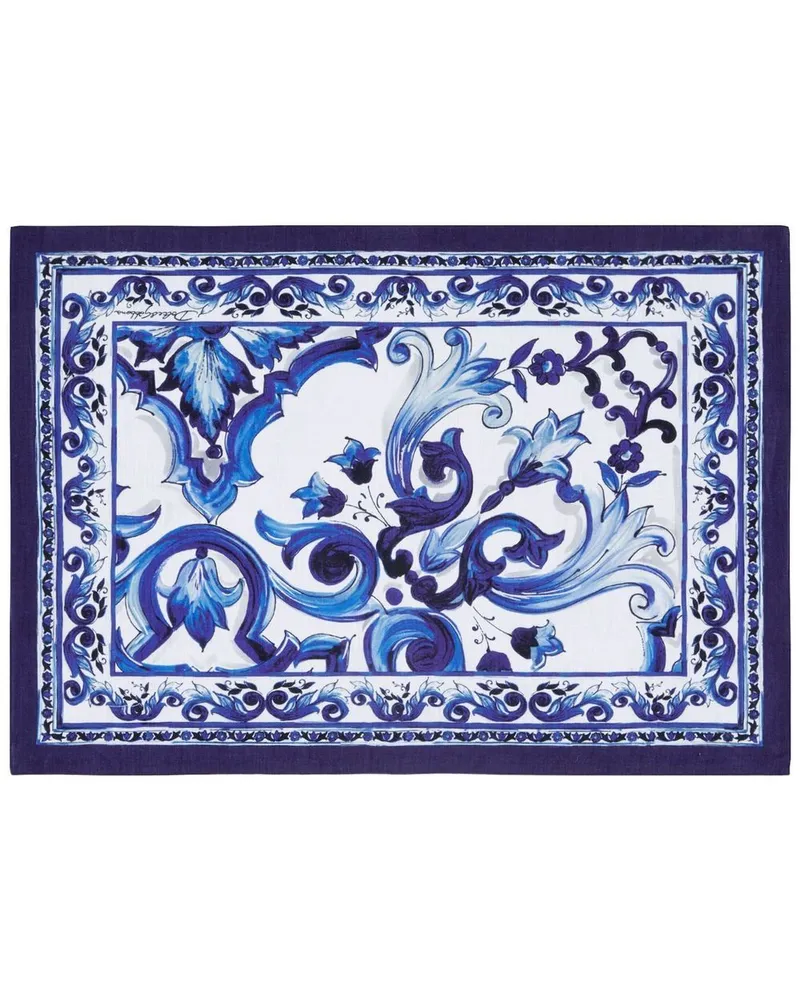Dolce & Gabbana Set aus Tischset und Serviette mit Print - Blau Blau