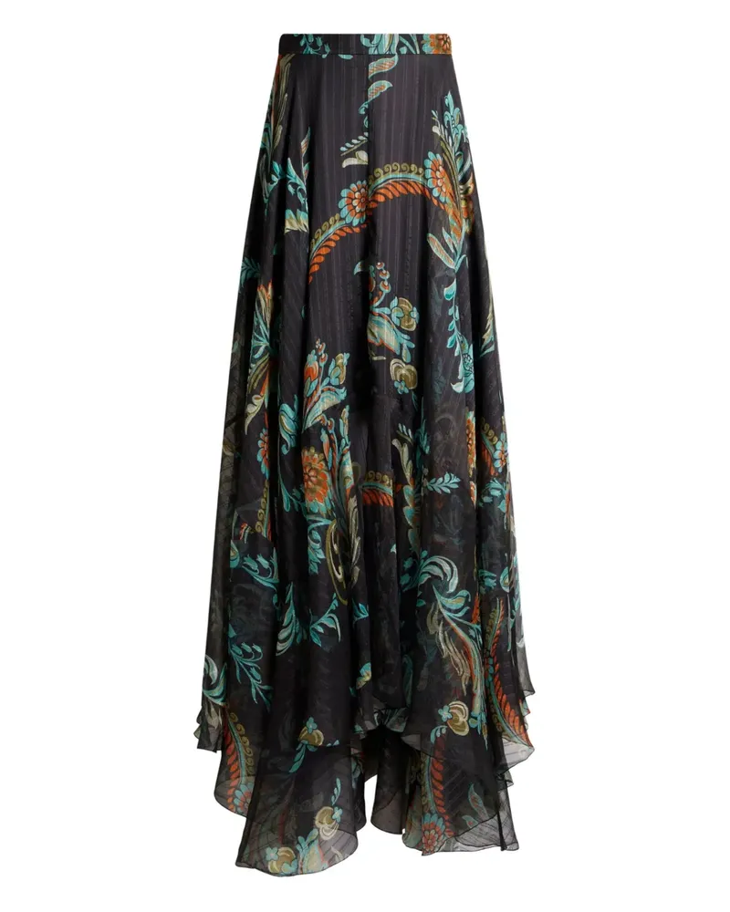 Etro Maxirock mit Blumen-Print - Schwarz Schwarz