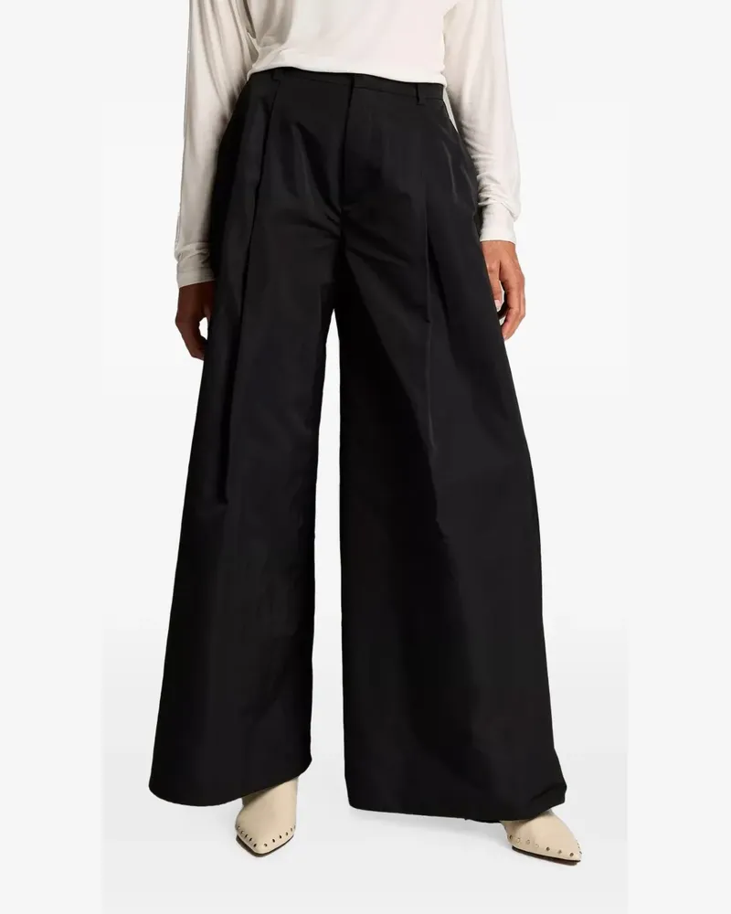 Vince Wide-Leg-Hose mit Bundfalten - Schwarz Schwarz