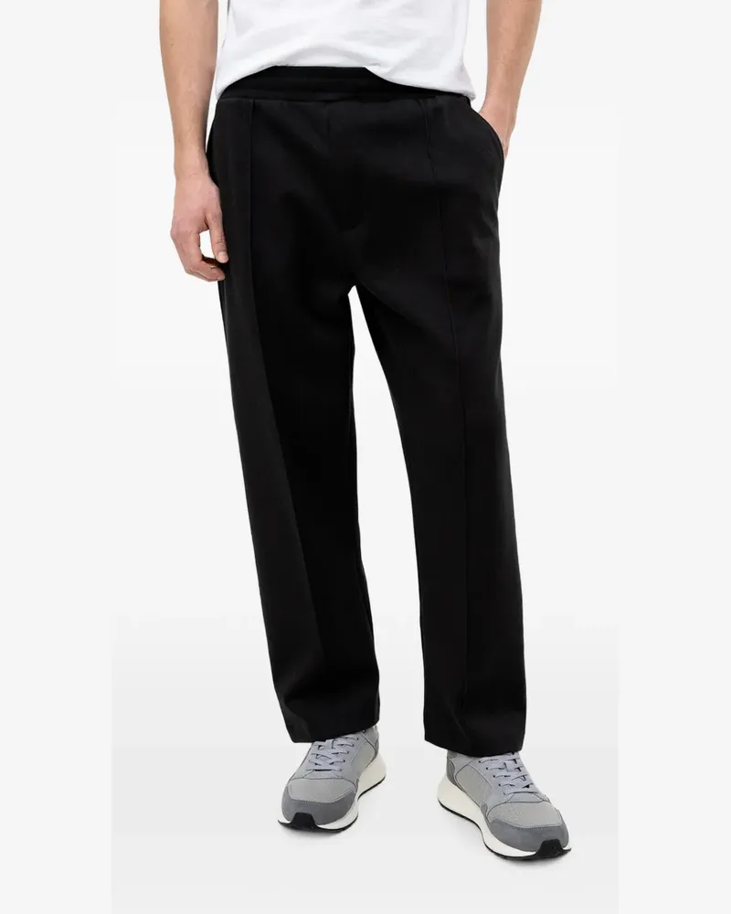 HUGO BOSS elasticated-waistband logo-patch trousers - Schwarz Schwarz