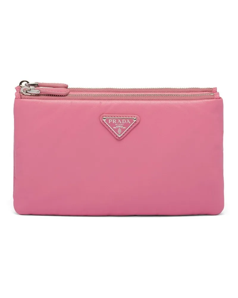 Prada Clutch mit Logo-Schild - Rosa Rosa