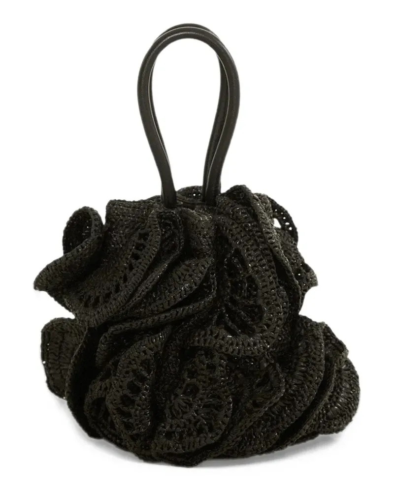 FARM Rio Florale Tote Bag aus Raffiabast - Schwarz Schwarz