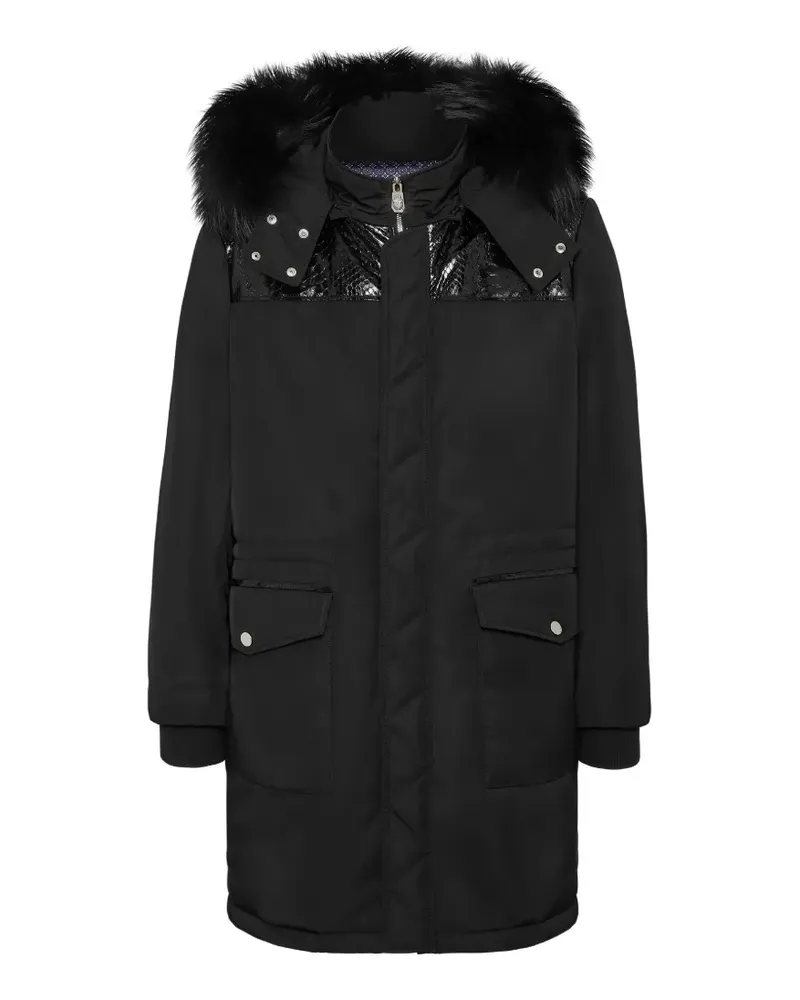Billionaire python-trimmed fur-hooded parka - Schwarz Schwarz
