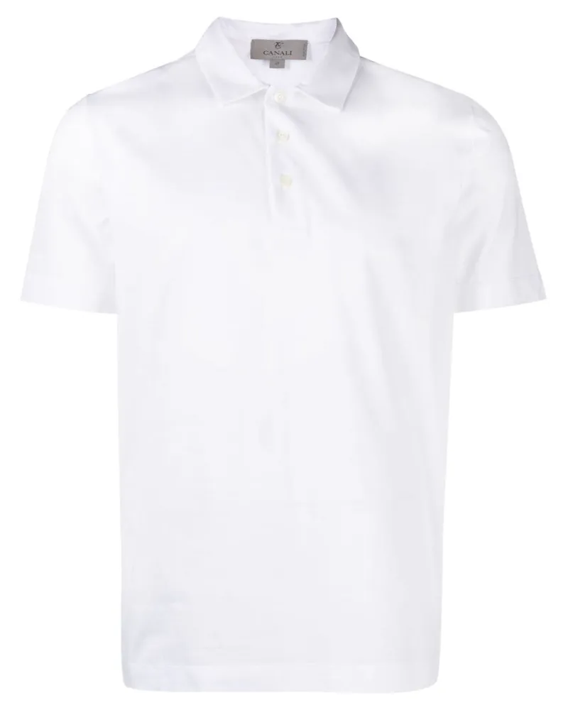Canali Gestricktes Poloshirt - Weiß Weiß