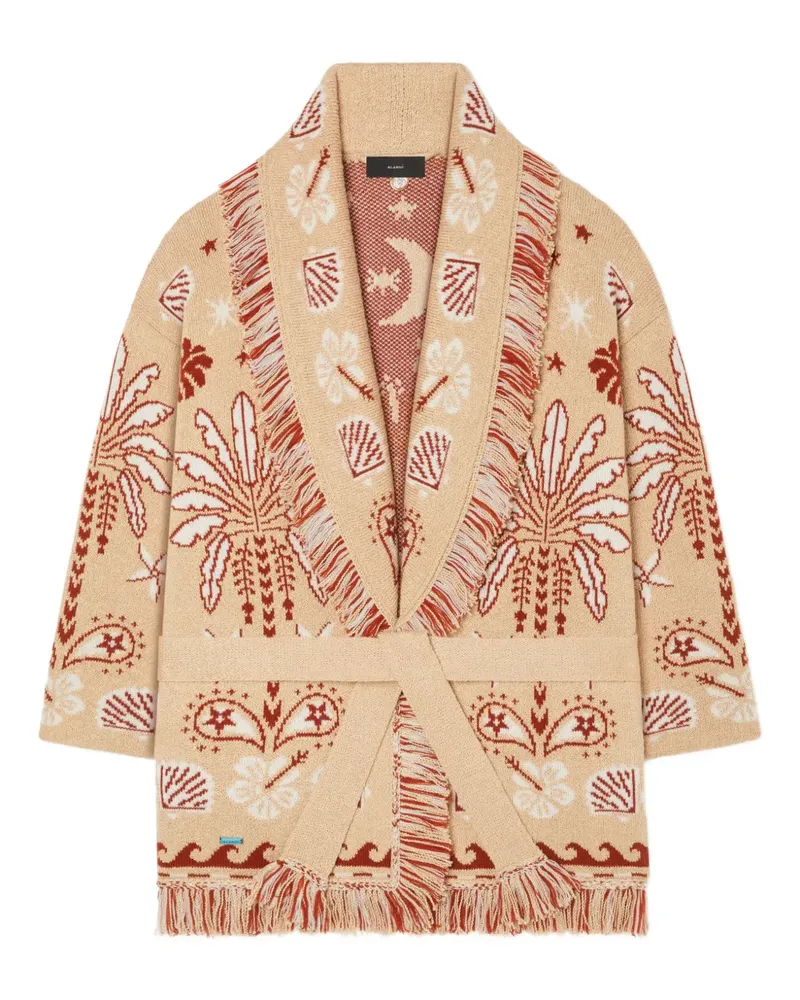 Alanui Echoes of the Island Strickmantel mit Fransen - Nude Nude