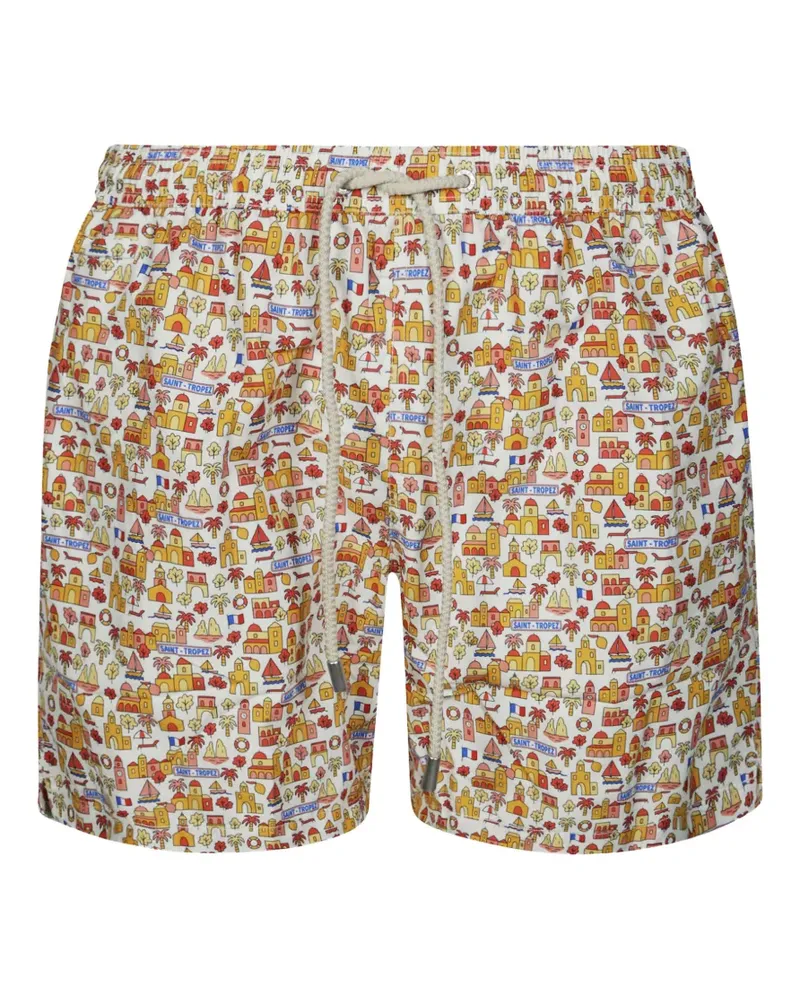 MC2 Saint Barth Saint Tropez-print drawstring swim shorts - Weiß Weiß