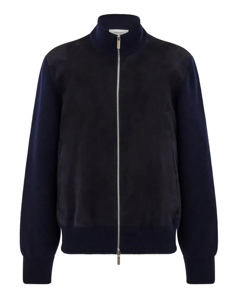 Ferragamo Wildleder-Blousonjacke mit Strickdetails - Blau Blau