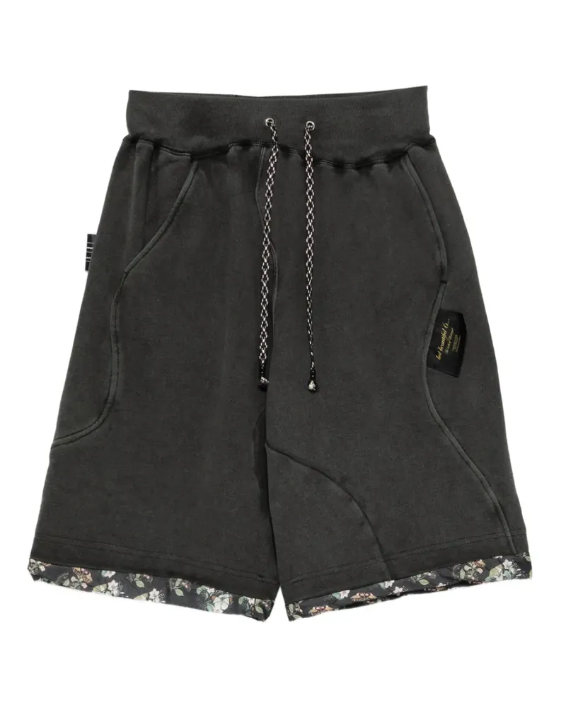 Undercover floral-trim drawstring sweat shorts - Grau Grau