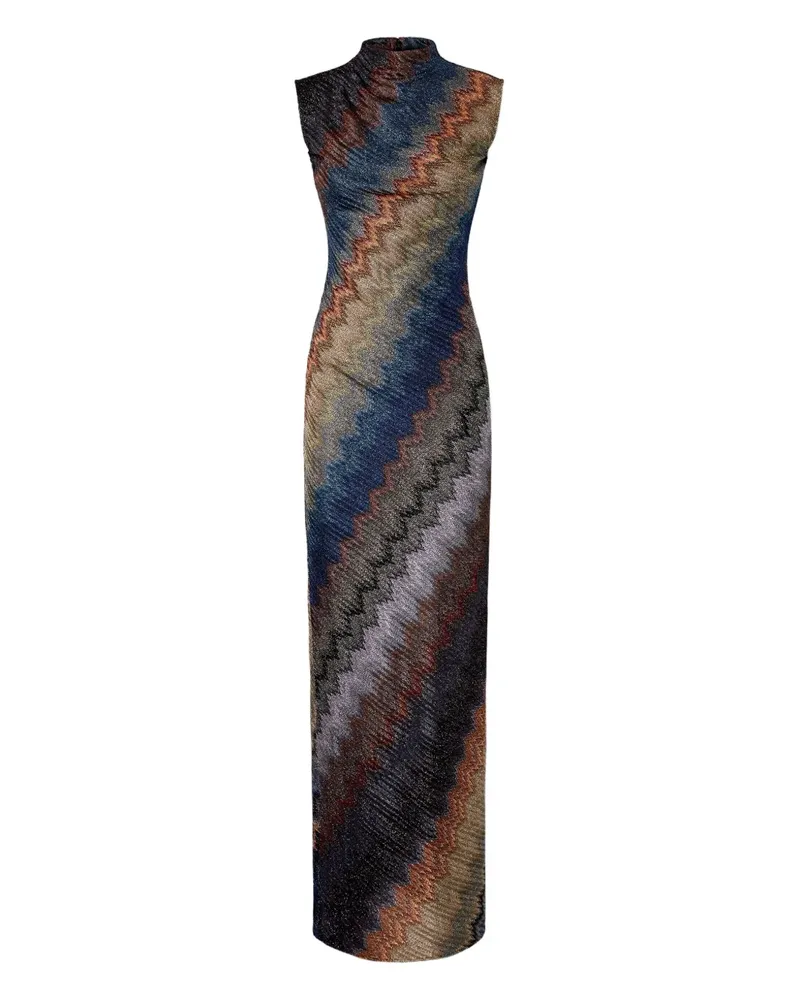 Missoni Stehkragen-Maxikleid mit Zickzackmuster - Mehrfarbig Mehrfarbig