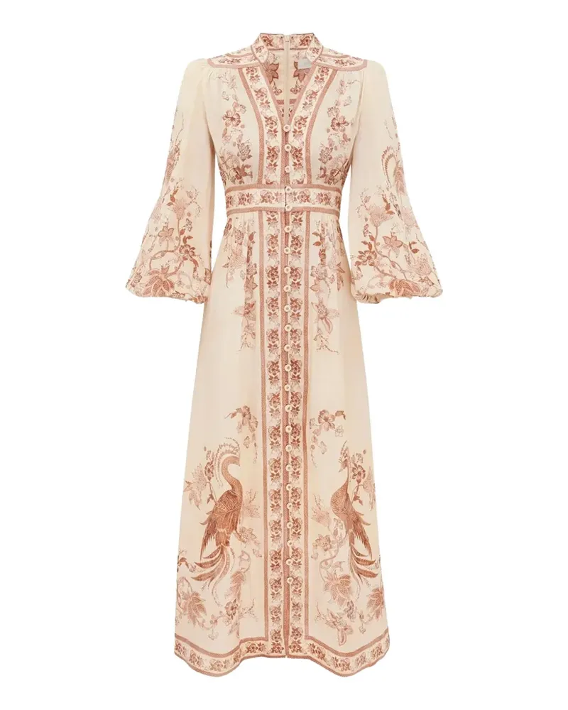 Zimmermann Indra floral-print midi dress - Nude Nude