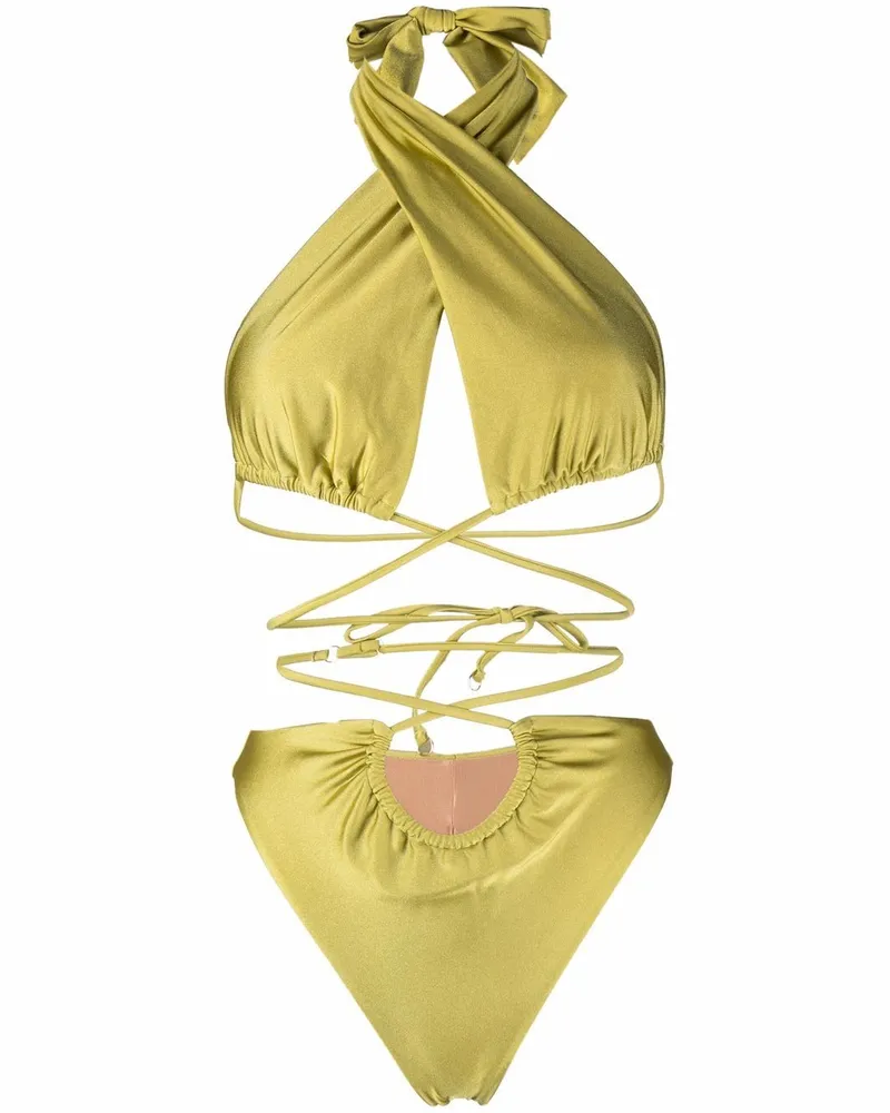 Noire Swimwear Neckholder-Badeanzug - Gelb Gelb