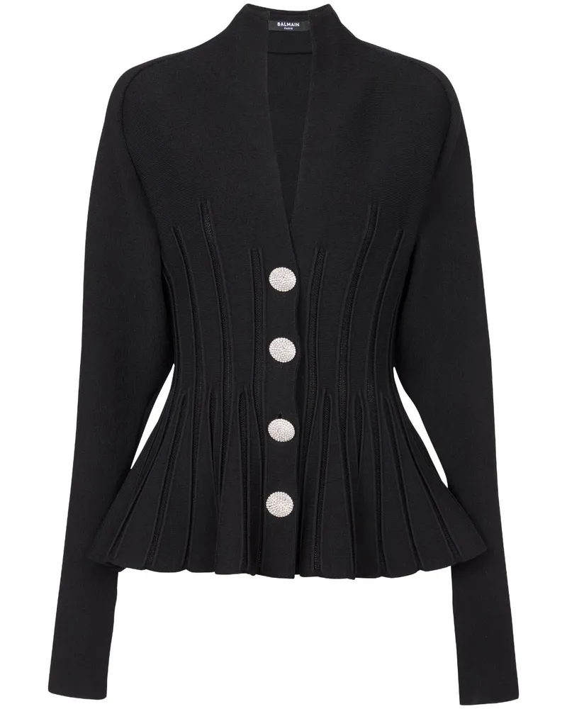 Balmain Cardigan mit gerippten Details - Schwarz Schwarz