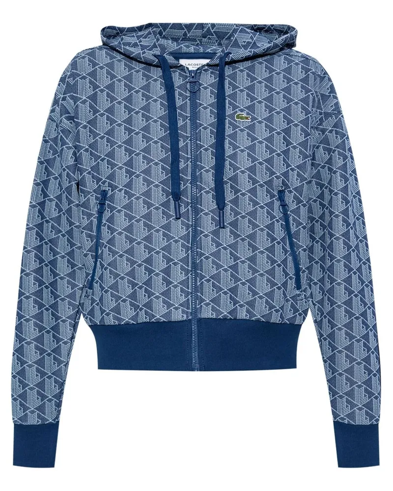 Lacoste Hoodie mit Jacquard-Monogramm Blau