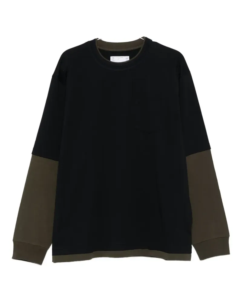 Sacai Zweifarbiges T-Shirt - Schwarz Schwarz