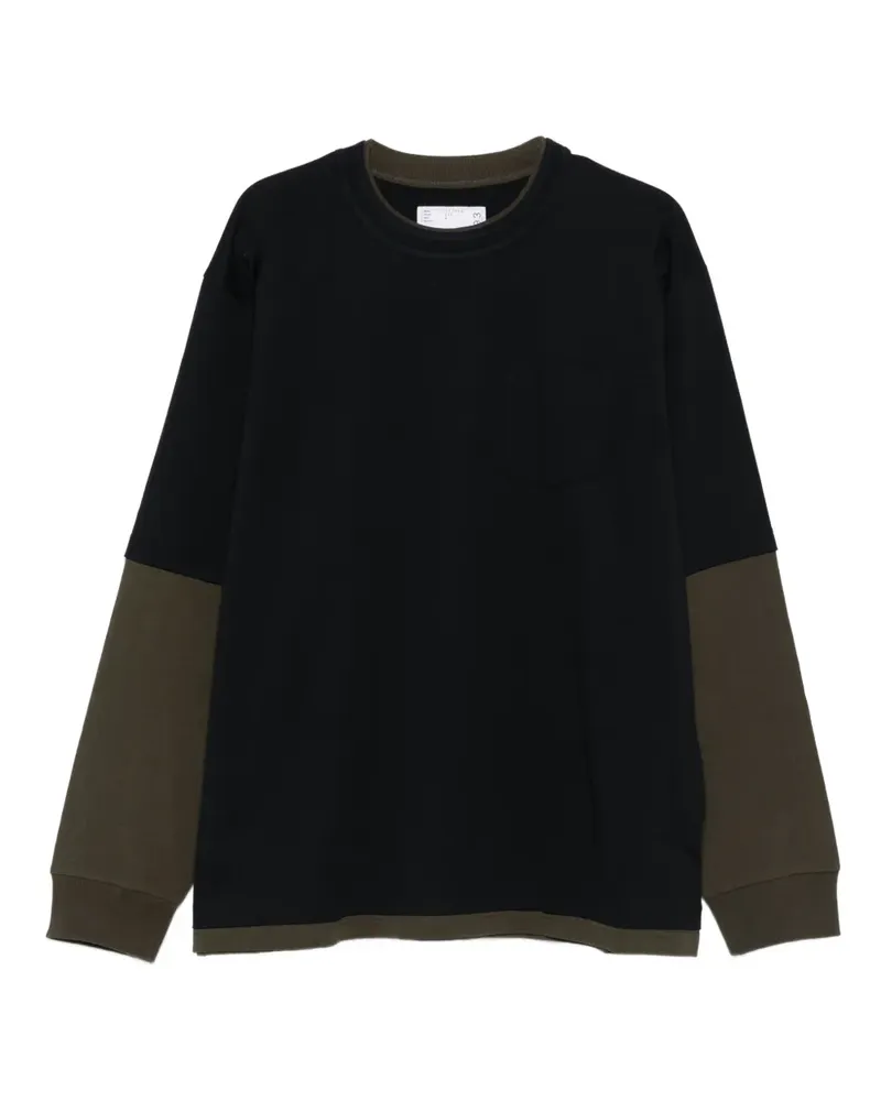 Sacai Zweifarbiges T-Shirt - Schwarz Schwarz
