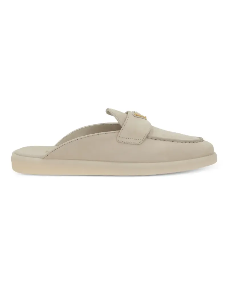 Prada logo-plaque leather mules - Nude Nude