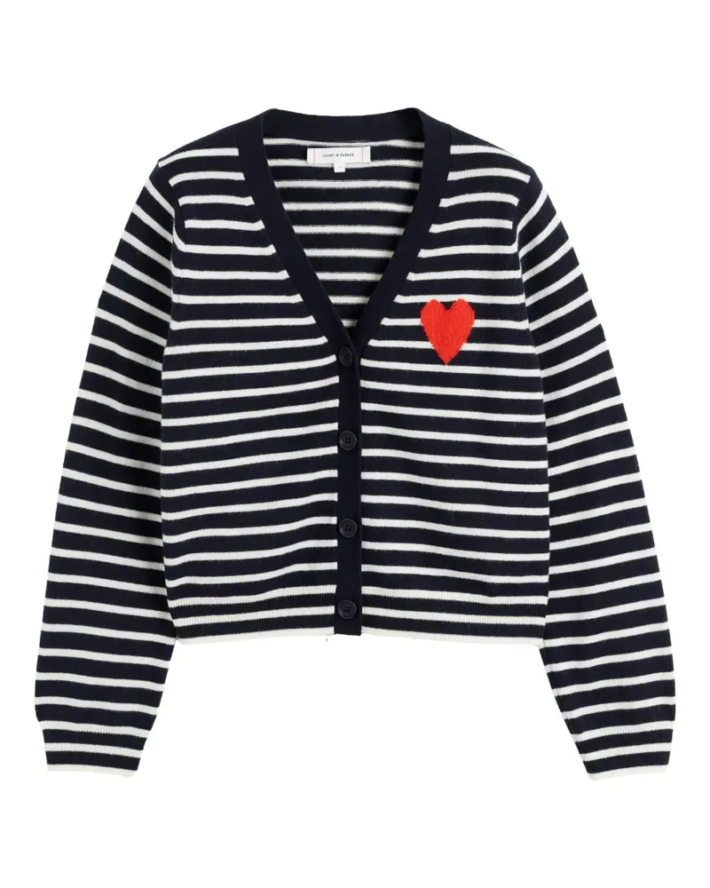 Chinti & Parker Gestreifter Breton Heart Cardigan - Blau Blau