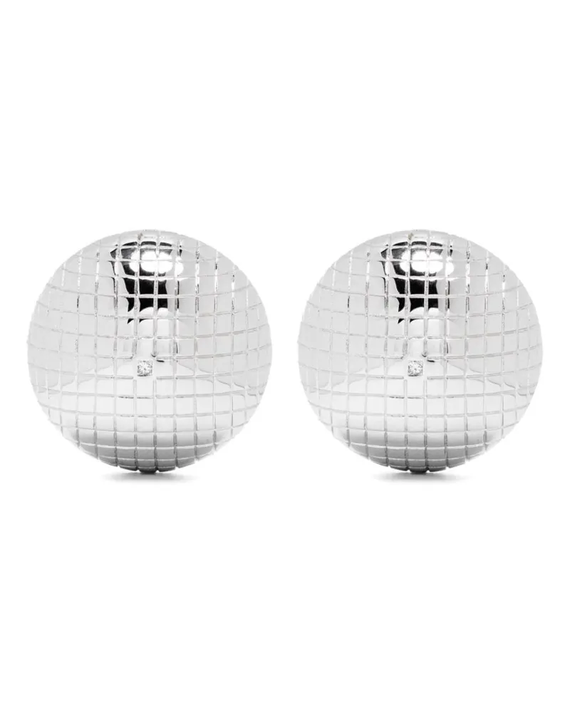 Yvonne Léon 9kt Maxi Boucles D'oreille Boule Disco Weißgoldohrringe - Silber Silber