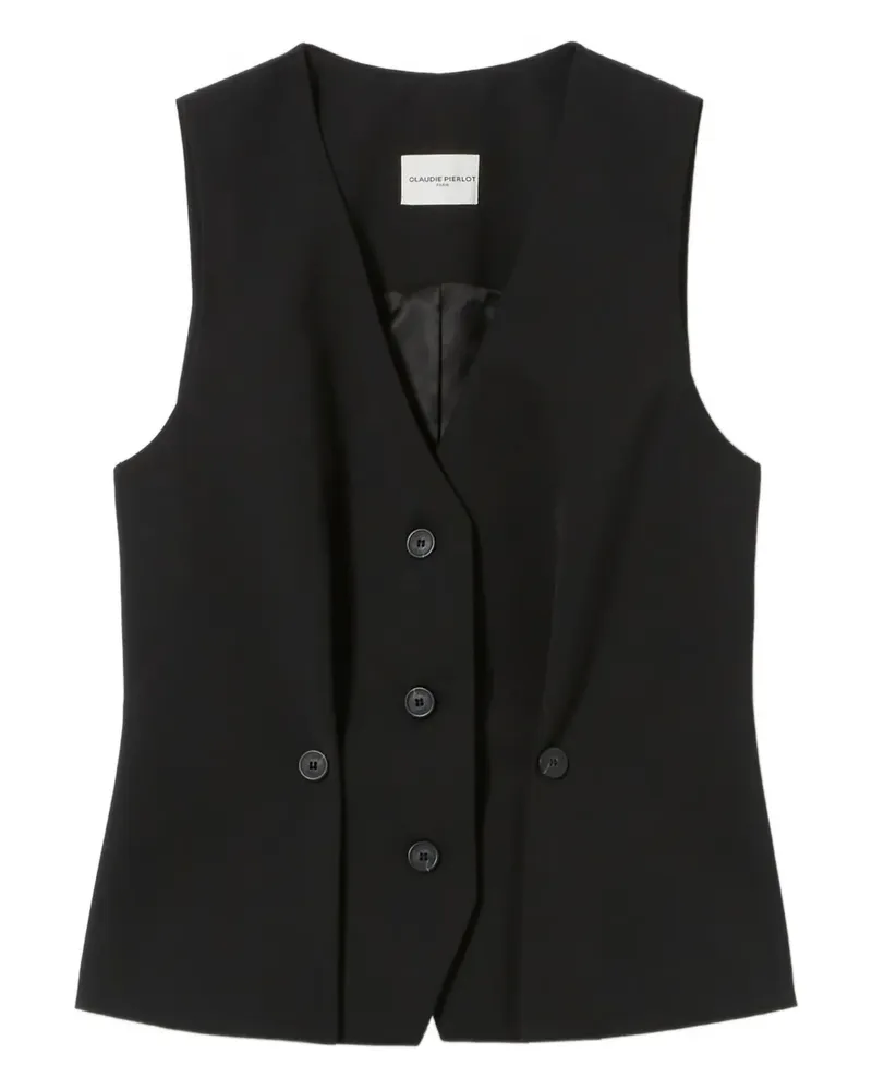 Claudie Pierlot Geknöpfte Weste mit V-Ausschnitt - Schwarz Schwarz