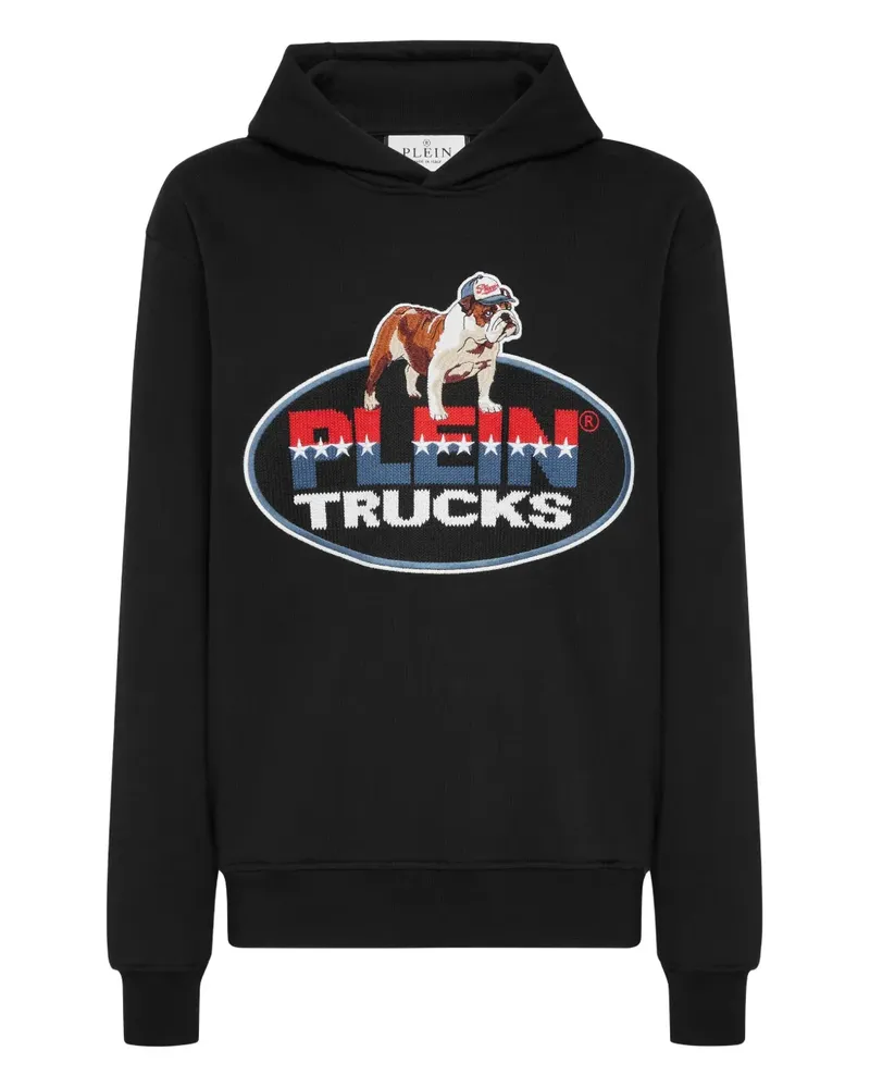 Philipp Plein Bulldog Hoodie mit Logo - Schwarz Schwarz