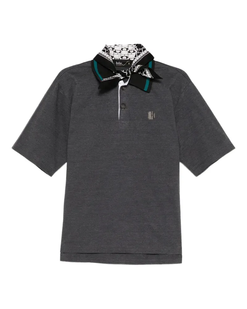 kolor tie-scarf polo shirt - Grau Grau