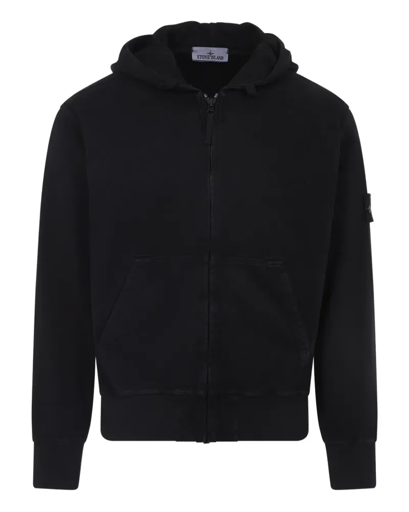 Stone Island Kapuzenjacke mit Logo-Patch - Schwarz Schwarz