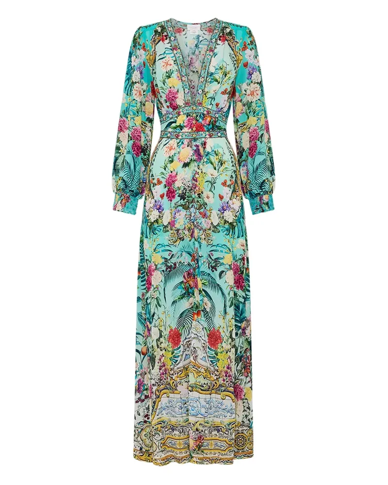 Camilla floral-print crystal-embellishments maxi dress - Blau Blau