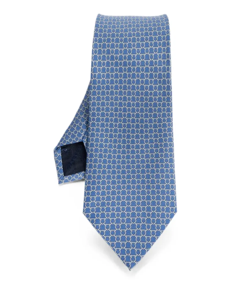 Ferragamo Seidenkrawatte mit Gancini-Muster - Blau Blau