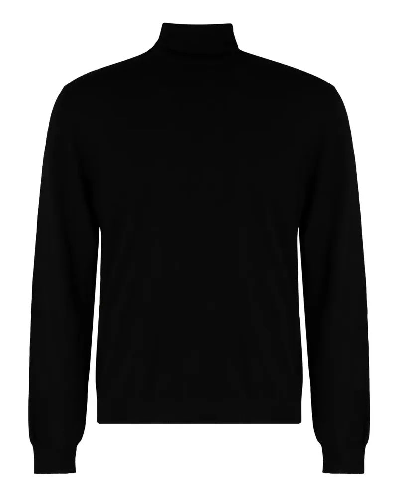 Slowear Gerippter Rollkragenpullover - Schwarz Schwarz