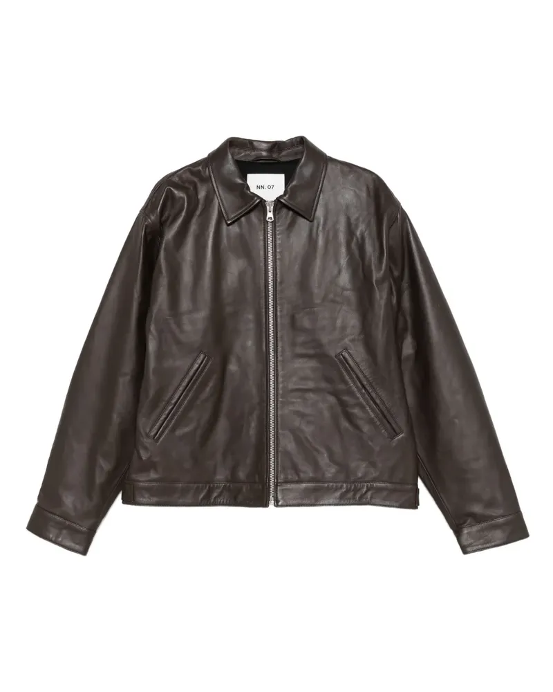 NN 07 zip-front welt-pocket leather jacket - Braun Braun