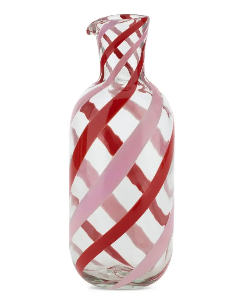 Lisa Corti Gestreifte Pervinch Glasflasche - Weiß Weiß