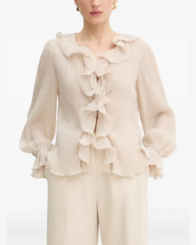 Guess Gerüschte Bluse mit Knitteroptik - Nude Nude