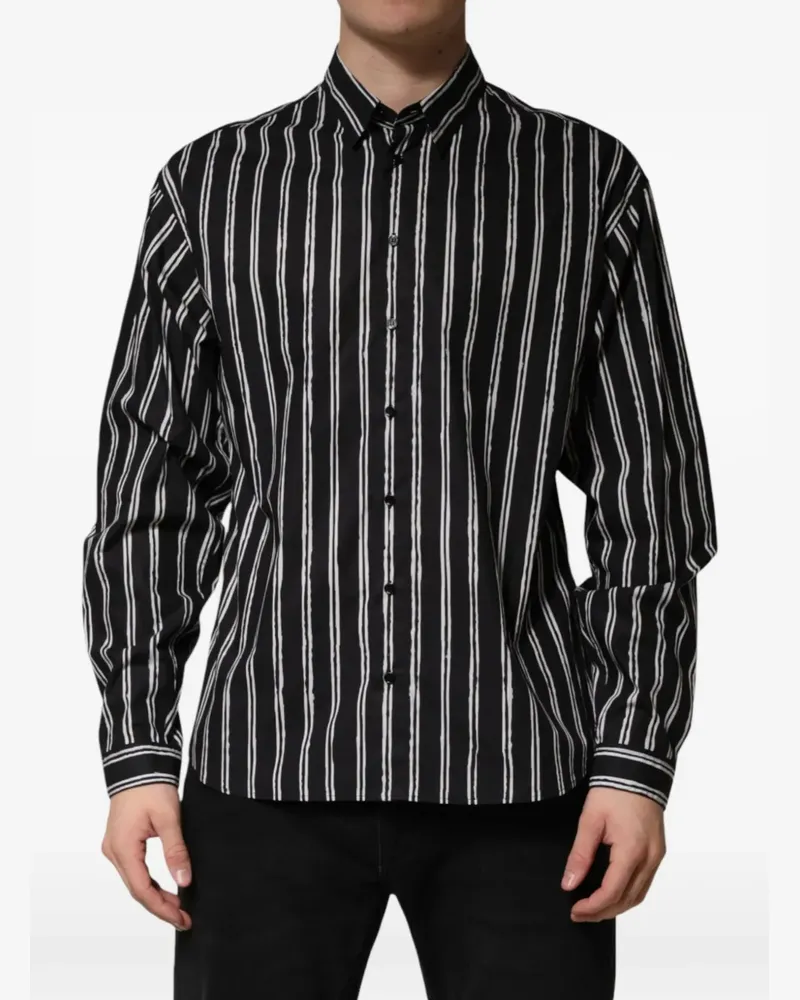 Dolce & Gabbana Gestreiftes Hemd - Schwarz Schwarz