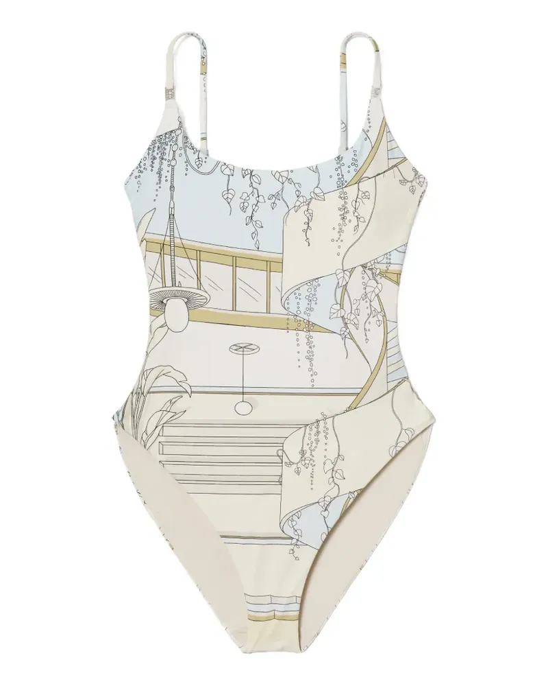 Tory Burch printed swimsuit - Nude Nude